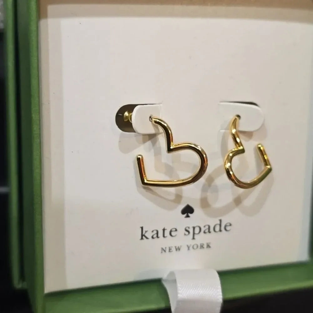 Kate Spade‎ Heart-Shaped Huggie Earrings- Gold